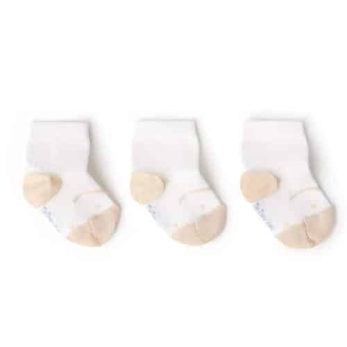 Tip Toey Joey - Foot Friendly Socks (3 pairs) / White & Natural